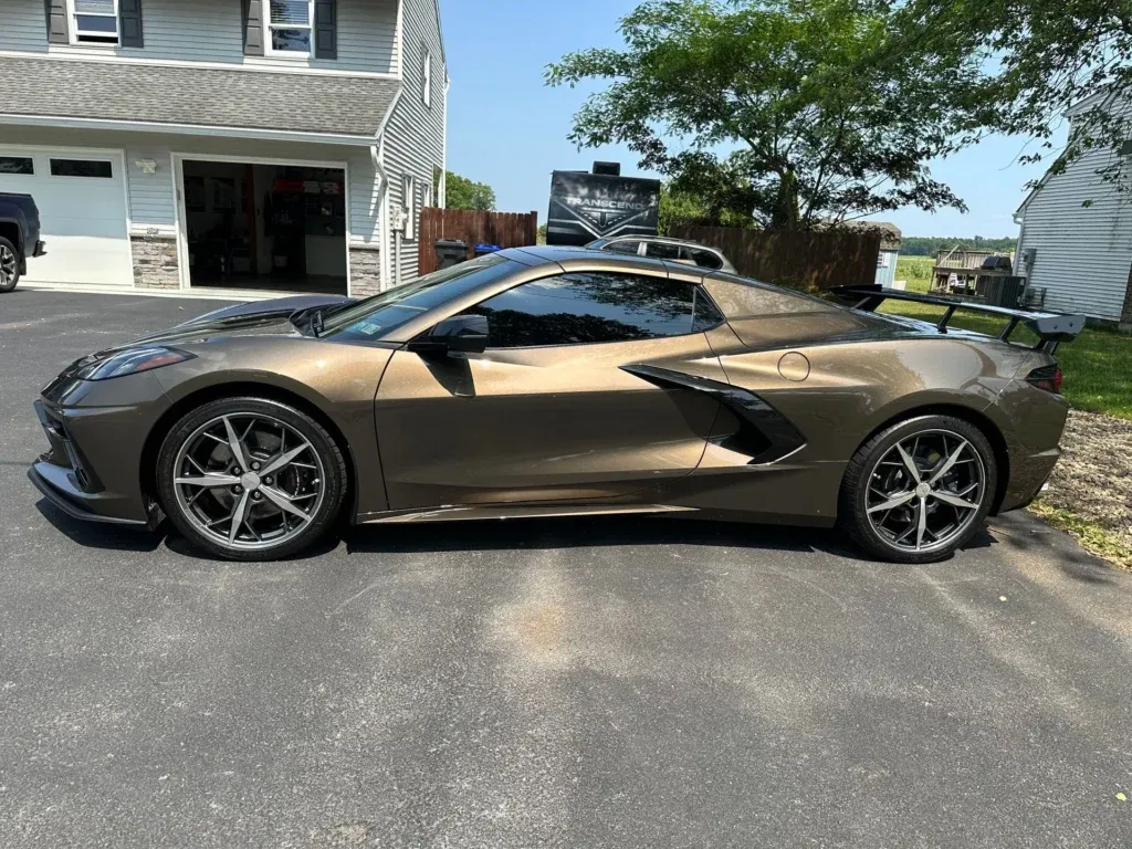 car with ceramic coating finish parked in driveway